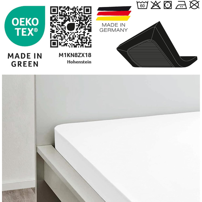 Простирадло на резинці JACK Uni сатинове 100x200 / 140x200 / 180x200 см однотонне простирадло на резинці, багато кольорів, колір білий, розмір 180x200 см простирадло на резинці 180x200 см простирадло на резинці біле