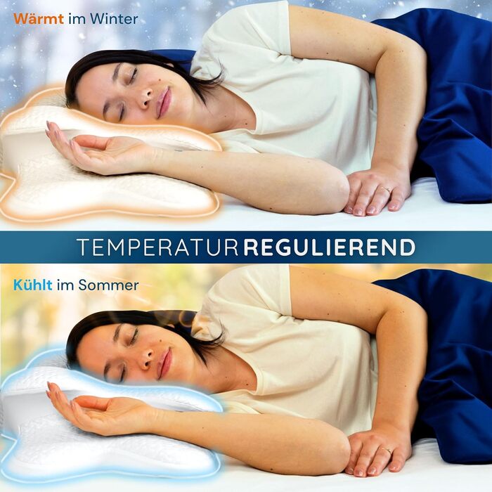 Ортопедична подушка для сну Бамбук Ергономічна подушка для підтримки шиї з в&39язкопружною піною з ефектом пам&39яті та дихаючою чохлом з бамбукового волокна Для сну на спині, боці та животі. Білий бамбук.