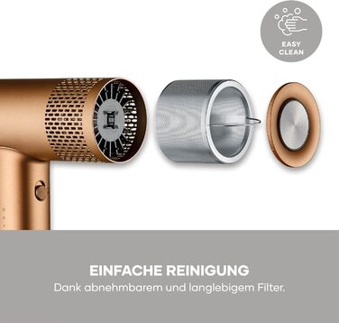 Фен для волосся Severin HT 0172 з іонізацією та функцією Anti-Frizz, 2000 Вт, 3 режими температури та потужності, холодний обдув, з концентратором та дифузором, S-Style, бронзовий/чорний