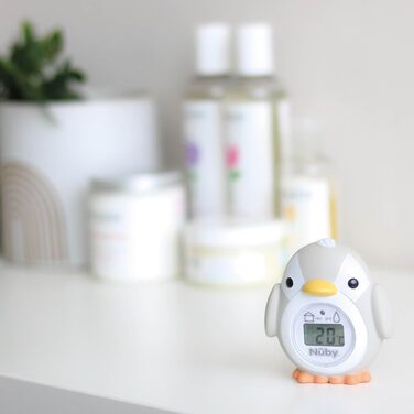 Термометр для дитячої ванни у формі пінгвіна - Екран з легким читанням - Без BPA - Сірий - Підходить від 0 місяців