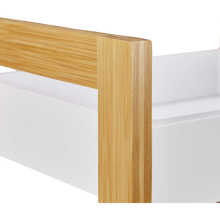 Полиця для ванної кімнати Relaxdays з 3 кошиками, окремостояча полиця з бамбука та МДФ, ВxШxГ 74,5 x 28 x 20 см, кухонна полиця, натуральний/білий колір, інженерна деревина