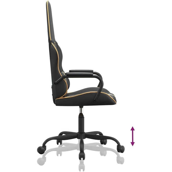 Геймерське крісло, офісне крісло, чорно-золотий колір, штучна шкіра