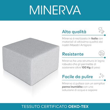 Пуф-підніжка Deshome 63x63x44 см Водовідштовхувальна тканина Сучасний дизайн пуфа для дивана Вітальня Спальня, Пуф-підніжка, Пуф Мінерва сірий