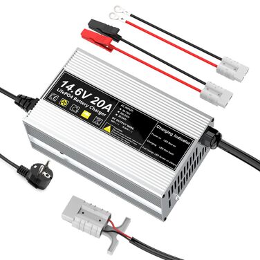 Зарядний пристрій LiFePO4 14,6 В 20 А для літій-залізофосфатних акумуляторів 12 В (12,8 В), швидка зарядка, захищає акумулятор