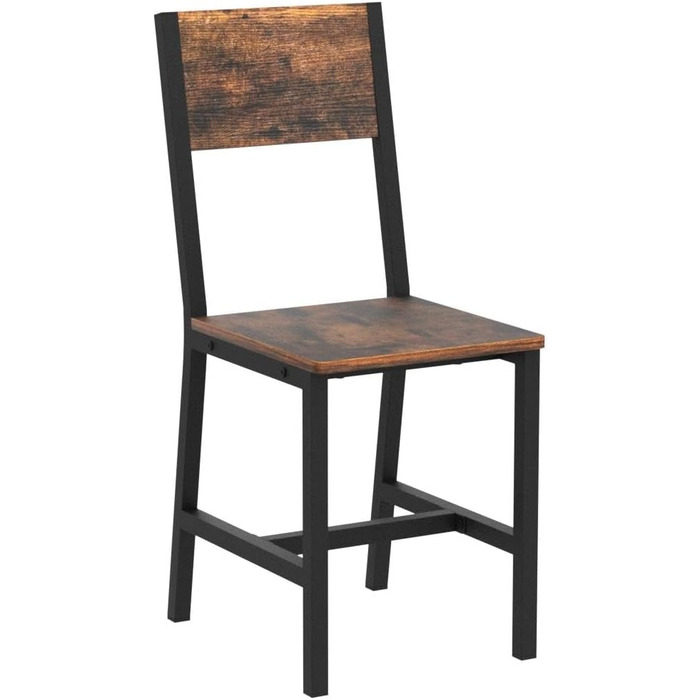 Обідні стільці VASAGLE, Кухонні стільці, Комплект з 2 шт., Металевий каркас, Для їдальні, Вітальні, Кухні, Вінтажний коричневий-чорний LDC092B01V1 Комплект з 2 шт. Вінтажний коричневий чорний