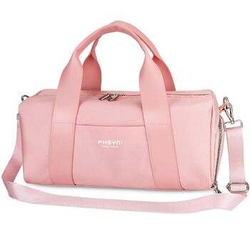 Спортивна сумка 16 дюймів для жінок та дітей, з відділенням для взуття та роздільником для вологих/сухих речей, рожева, малий розмір 16 дюймів