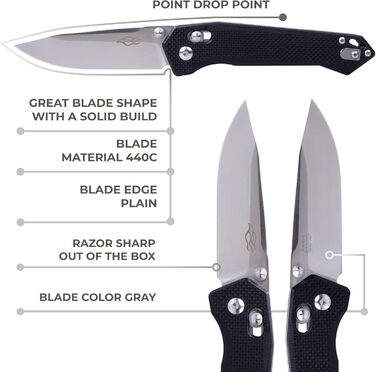 Складаний кишеньковий ніж, лезо з нержавіючої сталі 440C, ергономічна рукоятка G10 з кліпсою, полювання, риболовля, кемпінг, папка