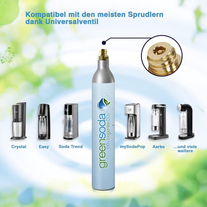 Зелена сода Преміальний універсальний содовий балон 425 г вуглекислого газу на 60 л (25 г додатково) Циліндр CO2 для виробника газованої води SodaStream НОВИЙ