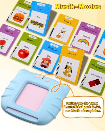 Говорячі флеш-картки, стандартна німецька мова - 255 аркушів, 510 слів, розмовні флеш-картки, розвиваючі іграшки для малюків 2-4 р