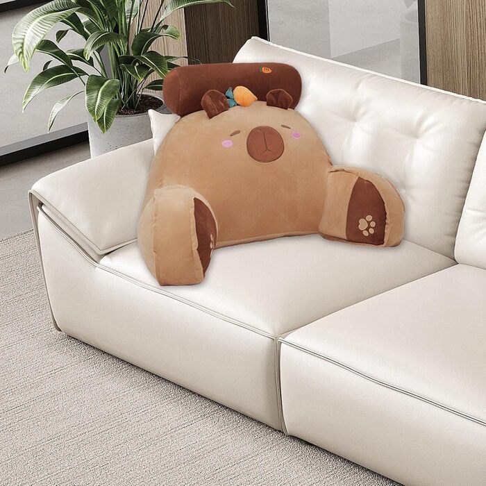 Подушка для ліжка Capybara з підлокітниками, ергономічна подушка для спини ліжка, з підлокітниками, подушка для підтримки спини, мила прикраса кімнати для ігрових крісел