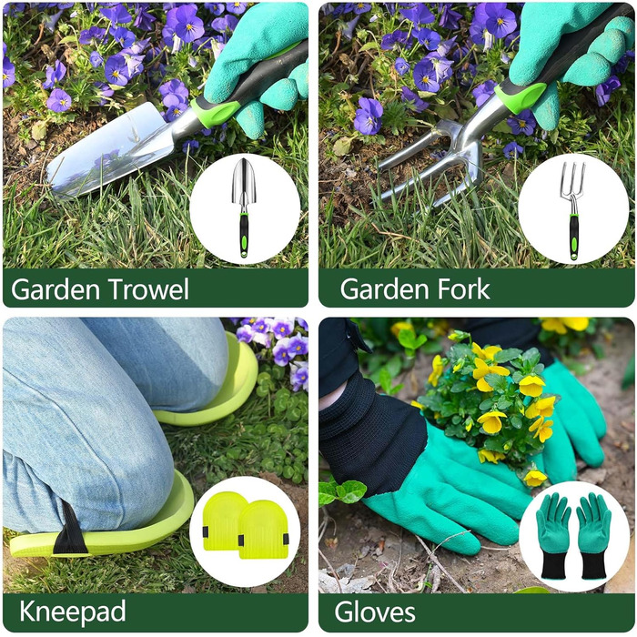 Набір садових інструментів Gartenwerkzeug, 12 предметів міцний комплект для саду з довговічною садовою лопатою, килимком для пересадки рослин, сумкою для зберігання ідеальний подарунок для жінок, чоловіків та любителів садівництва