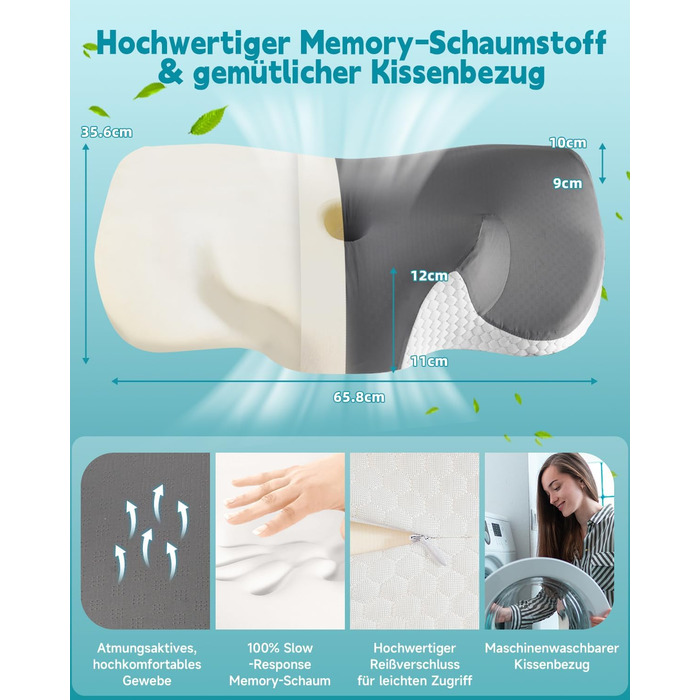 Подушка для зняття болю в шиї IDEA, ергономічна подушка для шиї, ортопедична подушка з піни з ефектом пам&39яті, подушка для сну на боці, спині та животі, подушка для підтримки шиї проти хропіння