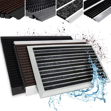 Килимок для дверей KARAT для використання в приміщенні та на вулиці - Килимок для дверей з міцними щітками - Вхідний килимок - Килимок для бруду, скребок для взуття, килимок для дверей (60 x 90 см, гума) Гума 60 x 90 см (прямокутний)