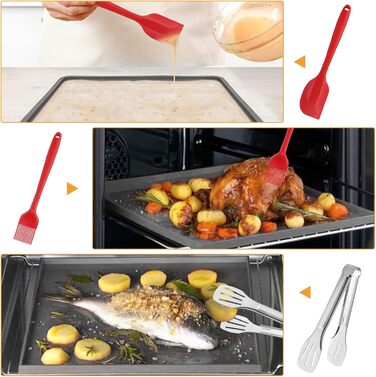 Силіконові дегідраторні листи, 4 шт. и Непригарний дегідратор для дегідратора з силіконовим скребком, щітками, затискачами, сумісний з килимком для випічки з фруктової шкіри Cosori CP267-FD для сушарки для фруктів, без BPA