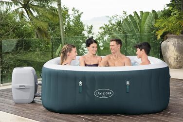 Гідромасажна ванна Bestway LAY-Z-SPA Ibiza AirJet, 180 x 180 x 66 см, 4-6 осіб, кутова, бензиново-блакитна одномісна