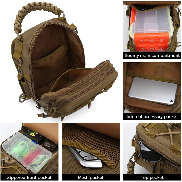 Сумки для риболовлі Lixada Сумка для зберігання рибальських снастей, сумка через плече Рибальське спорядження, зберігання вудилищ, сумка для інструментів для риболовлі, походів, полювання, кемпінгу та для кемпінгу