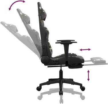 Геймерське крісло, офісне крісло, з підставкою для ніг, чорне та камуфляжне, штучна шкіра