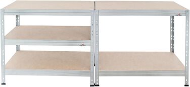 Міцний стелаж Steinbock - ВxШxГ 180 x 90 x 45 см - оцинкований - вантажопідйомність 1250 кг - безболтовий стелаж з 5 полицями - навантаження на полицю 250 кг - виготовлено в ЄС - стелаж для майстерні з оцинкованої сталі - міцний металевий стелаж типу S - 