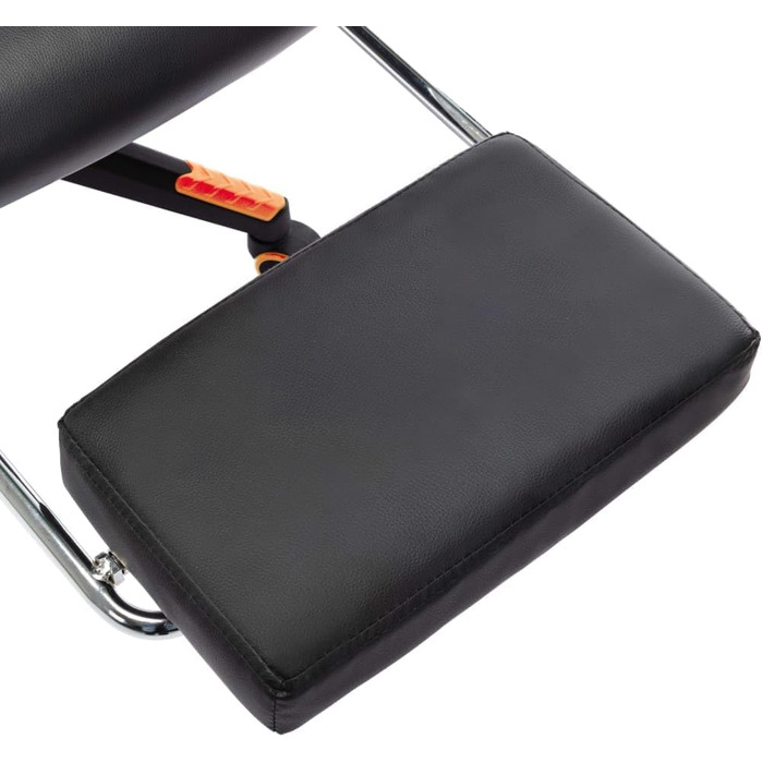 Геймерське крісло з підставкою для ніг, чорно-помаранчева штучна шкіра