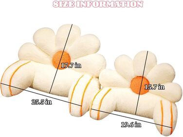 Подушка для читання з підлокітником мила спинка зі штучного хутра у формі квітки, подушка для читання для сидіння в ліжку, відпочинку, перегляду телевізора, ігор, чохол, який можна прати (50 x 40 см, білий) 50*40 см Білий