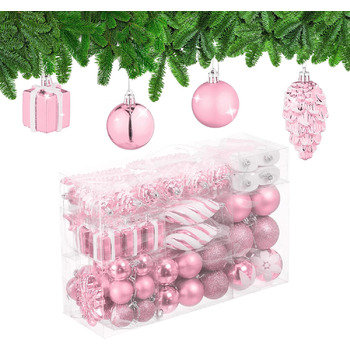 Різдвяні кульки набір із 72 шт рожеві Relaxdays