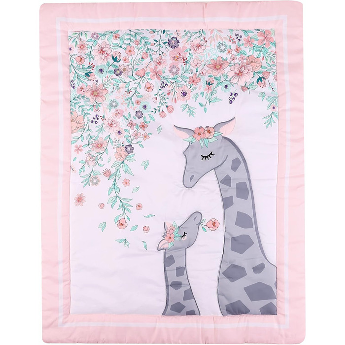 Комплект постільної білизни для дитячого ліжечка Baevellery, 3 предмети, м'яке дитяче ліжечко, візерунок жирафа, сірий