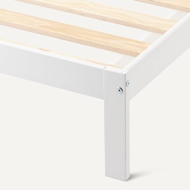Каркас двоспального ліжка Storeo Basics з узголів&39ям, масив сосни з рейковою основою, 140 см x 200 см, двоспальне ліжко, білий колір 140 x 200 см білий