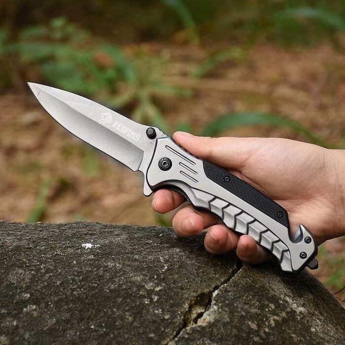 Кишеньковий ніж NedFoss FA46, рятувальний ніж з ремінним різаком та склорізом, складаний ніж з кріпленням на ремінь, одноручний ні