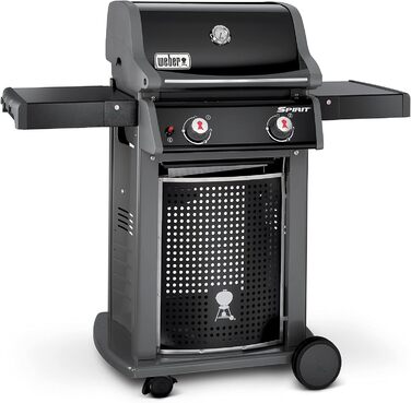 Газовий гриль Weber Spirit E-210 Classic, 2 пальники, площа гриля 51 x 46 см, решітка для підігріву, термометр на кришці, 2 колеса чорний/сріблястий (1500833)