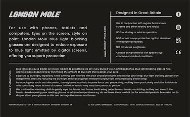 Окуляри для захисту від синього світла LONDON MOLE Huntsville Стильні квадратні Blue Blocker Захист очей від екранів Для чоловіків та жінок (unisex) Пружинні дужки, гумований чорний
