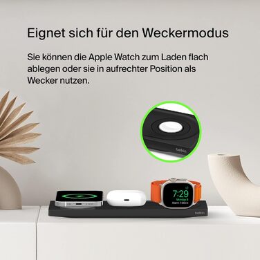 Бездротовий зарядний пристрій Belkin MagSafe 3-в-1, MFi-сертифікована зарядна панель, зарядна станція MagSafe для iPhone 16, iPhon