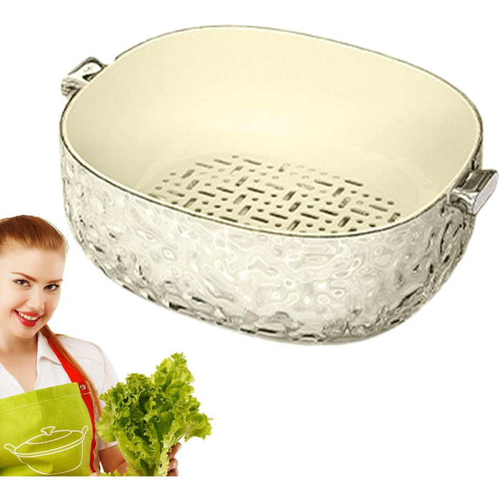 Умивальник Багатофункціональний двошаровий кошик - І мийка для овочів - Для дому, пікніка, кемпінгу, холодильника, як перекус для ягід, таких як полуниця, кавуни та помідори.