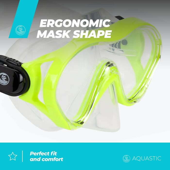 Дитячий комплект маски та трубки 2-в-1 AQUASTIC MINKE JR червоного кольору з фартухом-маскою з міцного загартованого скла та мундштуком для трубки з гіпоалергенного силікону для моря та відпустки зеленого кольору