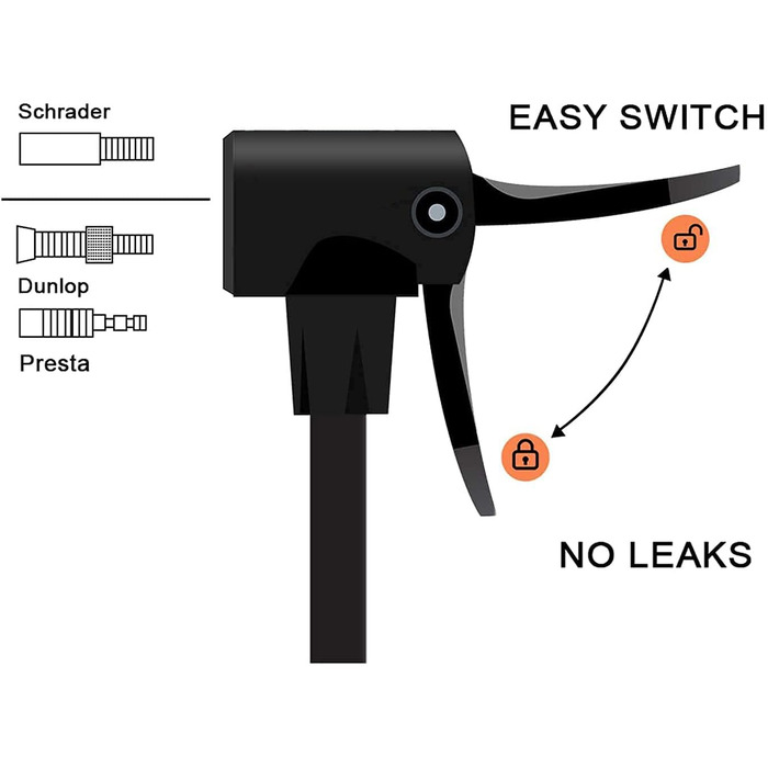 Велосипедний насос Hycline, підлоговий насос високого тиску 150/160 PSI, ручний насос для всіх типів вентилів - Presta, Schrader, Dunlop, Auto, французький вентиль, для велосипеда, шин, кульок (чорний без манометра)