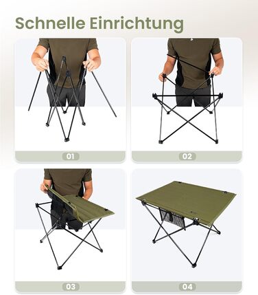 Складаний кемпінговий стіл OneTigris CAMPMATE, маленький складаний стіл, надлегкий портативний вуличний стіл, складний стіл, вантажопідйомність до 30 кг для використання на свіжому повітрі, походи, зелений рейнджер