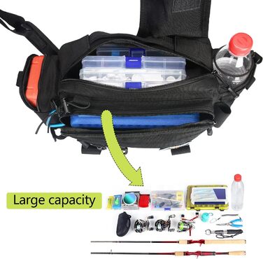 Сумка для рибалки Noosverl Сумка для риболовлі, водонепроникний і зносостійкий водовідштовхувальний рюкзак для риболовлі з 4 карабінами