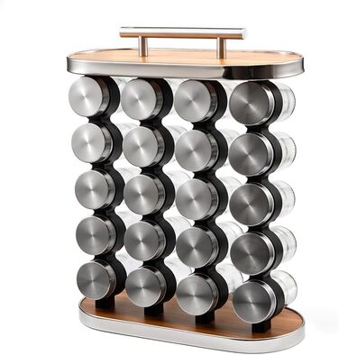 Органайзер для спецій, 20 склянок для зберігання спецій з ручкою для кухонної комори