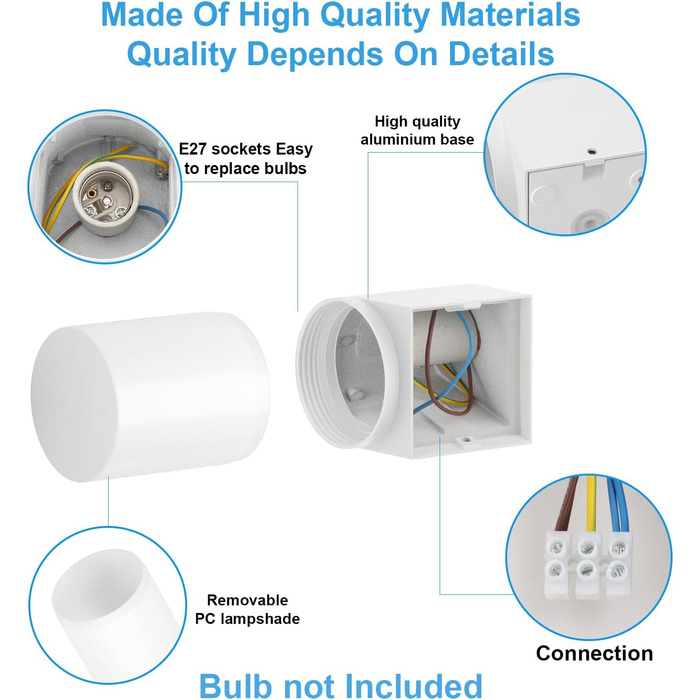 Зовнішні настінні світильники E27 розетка зовнішнє освітлення, настінні світильники зовнішнє/внутрішнє, зовнішнє світло IP65, алюм
