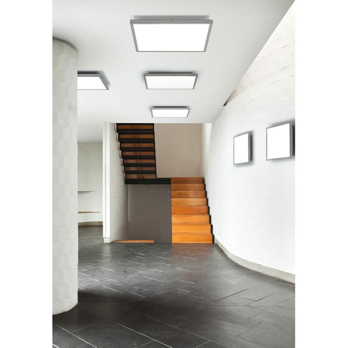 Стеля LED-світильник Trio, нержавіюча сталь, білий акрил, 30x30см, 622713007