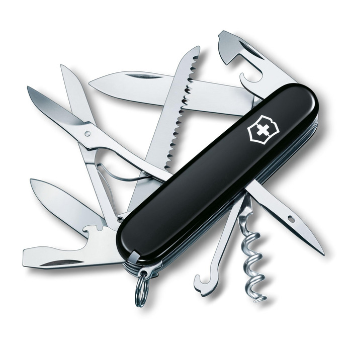 Швейцарський армійський ніж Victorinox Huntsman, мультитул, швейцарський армійський ніж з 15 функціями, лезо, штопор, консервний ніж, складана коробка, чорний