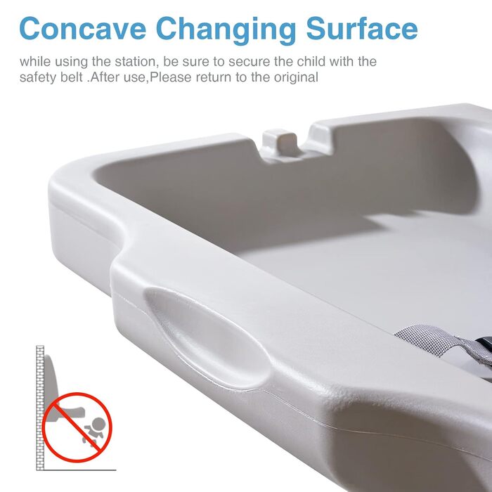 Пеленальний столик, Горизонтальний пеленальний столик зі щитком, Настінний пеленальний столик із запобіжним поясом, Пеленальний ст