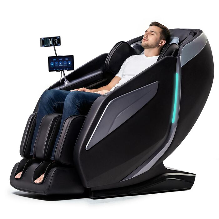 Масажне крісло для всього тіла з функцією Zero Gravity Body Scan 4D Intelligent Shiatsu Massage, підігрівом спини/ніг з голосовим керуванням AI, Bluetooth-колонкою, SL Track Massage, чорний 1 Casual