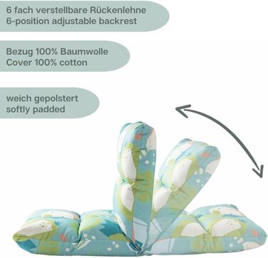 Дитяче крісло howa 2 в 1 - дитячий шезлонг, підлогове крісло з функцією відкидання, подушка сидіння зі спинкою, підлогове крісло з 6-позиційною регульованою спинкою для дітей 8604