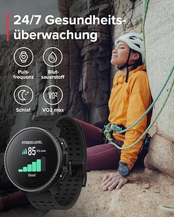 Годинник SUUNTO Vertical Adventure смарт-годинник із GPS, двочастотна GPS-навігація, безкоштовні офлайн-карти, сонячна зарядка, час роботи від батареї до 65 днів, корпус військового класу, водонепроникність 100 м, повністю чорний вертикальний корпус