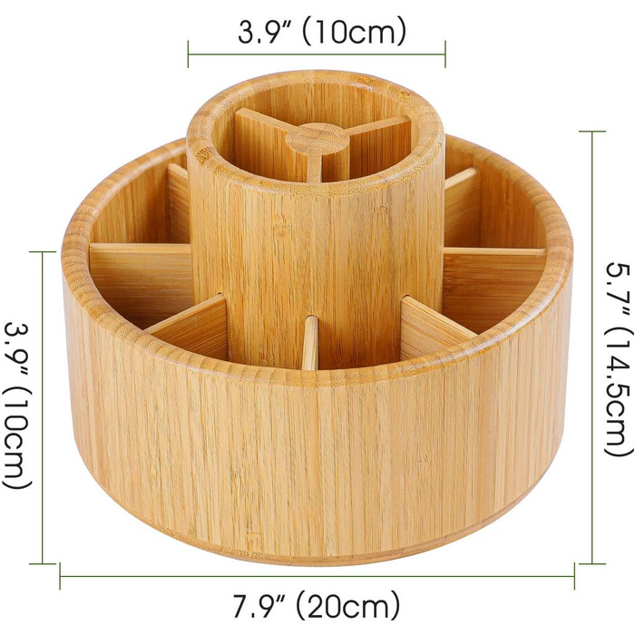 Настільний органайзер Utoplike Бамбуковий поворотний тримач для ручок Зберігання для ручок Олівці Офісний органайзер, що обертається на 360 градусів, колір дерева
