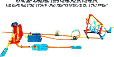 Конструктор треку Hot Wheels, деталі треку та з'єднувачі (36 деталей) для гоночних треків Hot Wheels, вкл. 1 іграшковий автомобіль