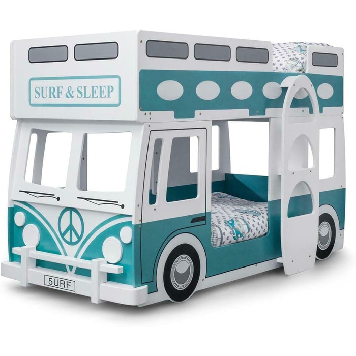 Спальня FSYM з двоярусним ліжком, сучасне двоярусне ліжко, масивне, зелене, біле, 91 см, односпальне ліжко для дітей