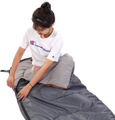 Спальник на 3-4 сезони (літо, весна, осінь, зима) у теплу та прохолодну погоду - легкий, для підлітків та дорослих, ідеально підходить для піших прогулянок, походів та кемпінгу. Одинарний сіро-помаранчевий
