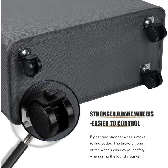 Дюймові великі складні кошики для білизни з колесом, складні мішки для білизни, мішок для одягу (темно-сірий, M) ONE-WAY Dark Grey