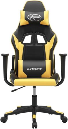 Ігрове крісло, чорно-золота штучна шкіра, офісне крісло, ігрове крісло, обертове крісло, стілець для столу - 3143689